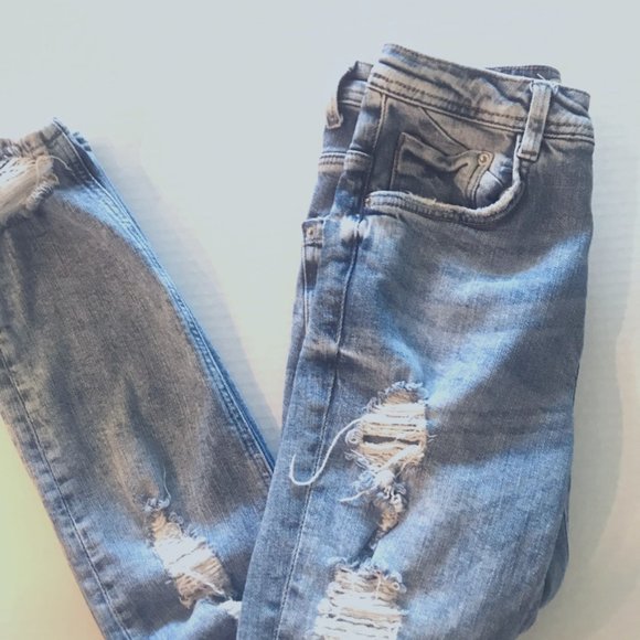 ZARA Skinny Distressed Trafaluc Denim Jean Size 02 - Picture 6 of 9